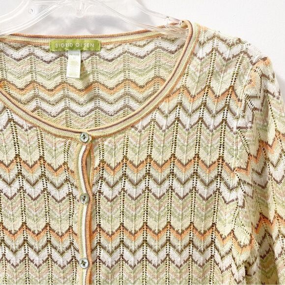 Sigrid Olsen Chevron Cardigan - Size Medium Petite - Picture 2 of 5